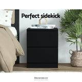 ARTISS BEDSIDE TABLE 2 DRAWERS - PEPE BLACK
