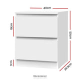 ARTISS BEDSIDE TABLE 2 DRAWERS - PEPE WHITE