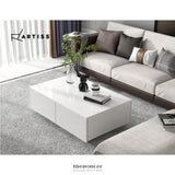 ARTISS COFFEE TABLE 4 DRAWERS WHITE TREVI