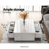 ARTISS COFFEE TABLE 4 DRAWERS WHITE TREVI