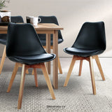 ARTISS DINING CHAIRS SET OF 4 BLACK LEATHER DSW