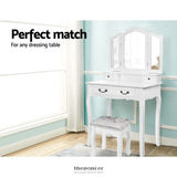ARTISS DRESSING TABLE STOOL VELVET WHITE