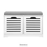 ARTISS FABRIC SHOE BENCH WITH DRAWERS - WHITE & GREY