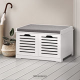 ARTISS FABRIC SHOE BENCH WITH DRAWERS - WHITE & GREY