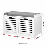 ARTISS FABRIC SHOE BENCH WITH DRAWERS - WHITE & GREY