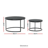 ARTISS NESTING COFFEE TABLE SET OF 2 MARBLE EFFECT TIKA