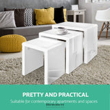 ARTISS NESTING COFFEE TABLE SET OF 3 GLOSSY WHITE