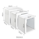 ARTISS NESTING COFFEE TABLE SET OF 3 GLOSSY WHITE