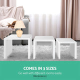 ARTISS NESTING COFFEE TABLE SET OF 3 GLOSSY WHITE
