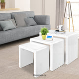 ARTISS NESTING COFFEE TABLE SET OF 3 GLOSSY WHITE
