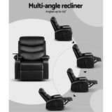 ARTISS RECLINER CHAIR LEATHER BLACK TRAY TABLE ERIKA