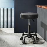 ARTISS ROUND SALON STOOL STOOLS BLACK SWIVEL BARBER HAIR