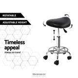 ARTISS SADDLE SALON STOOL BLACK PU SWIVEL BARBER HAIR DRESS