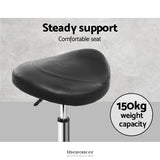ARTISS SADDLE SALON STOOL BLACK PU SWIVEL BARBER HAIR DRESS