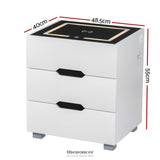 ARTISS SMART BEDSIDE TABLE 3 DRAWERS WITH WIRELESS CHARGING