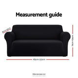 ARTISS SOFA COVER COUCH COVERS 3 SEATER STRETCH BLACK