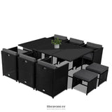 BALI 11 PIECE OUTDOOR DINING SET-BLACK