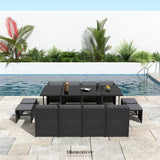 BALI 13PC OUTDOOR DINING SET-BLACK