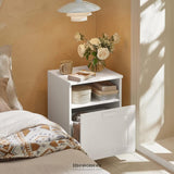 BEDSIDE TABLE SHELF DRAWER WHITE