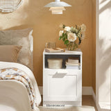 BEDSIDE TABLE SHELF DRAWER WHITE