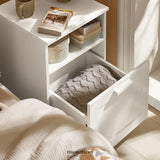 BEDSIDE TABLE SHELF DRAWER WHITE