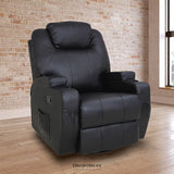 BLACK MASSAGE SOFA CHAIR RECLINER 360 DEGREE SWIVEL PU