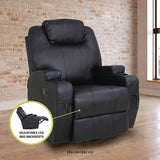 BLACK MASSAGE SOFA CHAIR RECLINER 360 DEGREE SWIVEL PU