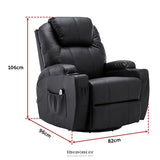 BLACK MASSAGE SOFA CHAIR RECLINER 360 DEGREE SWIVEL PU