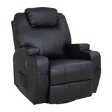BLACK MASSAGE SOFA CHAIR RECLINER 360 DEGREE SWIVEL PU