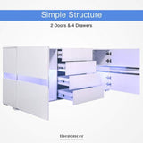 BUFFET SIDEBOARD CABINET HIGH GLOSS RGB LED STORAGE