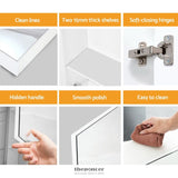 CEFITO BATHROOM MIRROR CABINET 600X720MM WHITE