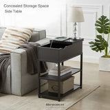 COMPACT 3 - TIER SOFA SIDE TABLE WITH POWERBOARD BLACK