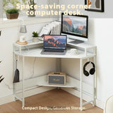 COMPACT L - SHAPED CORNER DESK WITH BUILT - IN POWER BOARD