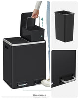 DUAL KITCHEN BIN 2X15L BLACK