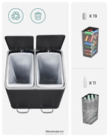 DUAL KITCHEN BIN 2X15L BLACK