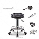 EKKIO ROUND SALON STOOL WITH ADJUSTABLE HEIGHT (BLACK)