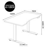 FORTIA SIT TO STAND UP STANDING DESK 160X75CM 62 - 128CM