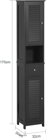 FREESTANDING TALL BATHROOM CABINET 170 X 32 X 30 CM (BLACK)