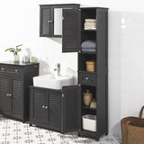 FREESTANDING TALL BATHROOM CABINET 170 X 32 X 30 CM (BLACK)