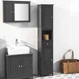 FREESTANDING TALL BATHROOM CABINET 170 X 32 X 30 CM (BLACK)