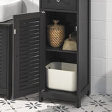 FREESTANDING TALL BATHROOM CABINET 170 X 32 X 30 CM (BLACK)