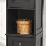 FREESTANDING TALL BATHROOM CABINET 170 X 32 X 30 CM (BLACK)