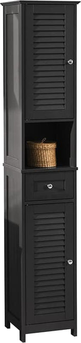 FREESTANDING TALL BATHROOM CABINET 170 X 32 X 30 CM (BLACK)