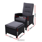 GARDEON 2PC RECLINER CHAIRS SUN LOUNGE WICKER LOUNGER