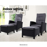 GARDEON 2PC RECLINER CHAIRS SUN LOUNGE WICKER LOUNGER
