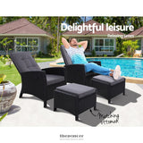 GARDEON 2PC RECLINER CHAIRS SUN LOUNGE WICKER LOUNGER