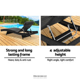 GARDEON 2PC SUN LOUNGE WICKER LOUNGER OUTDOOR FURNITURE