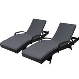 GARDEON 2PC SUN LOUNGE WICKER LOUNGER OUTDOOR FURNITURE