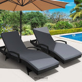GARDEON 2PC SUN LOUNGE WICKER LOUNGER OUTDOOR FURNITURE
