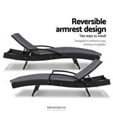GARDEON 2PC SUN LOUNGE WICKER LOUNGER OUTDOOR FURNITURE